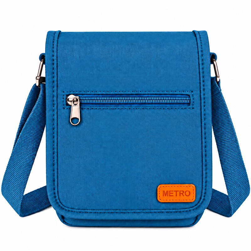 (image for) LL-256 Teal Polyester X-Body Shoulder Bag W/4 Zips (New)